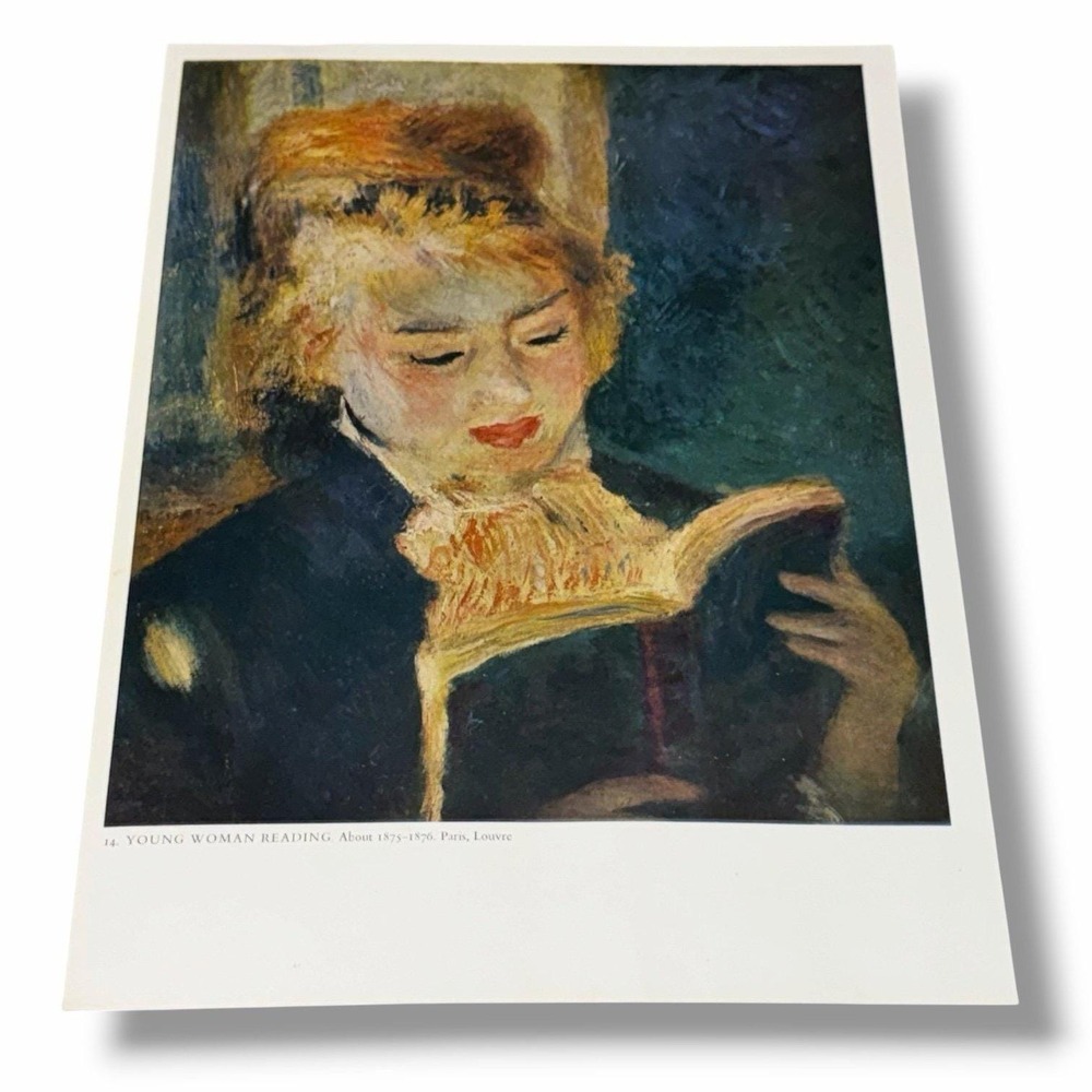 Vintage Art Book Plate Illustration Young Woman Reading Auguste Renoir AD